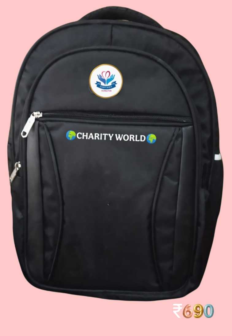 Charity World Premium Black Laptop Backpack | 3-Zip Waterproof School College Office Bag | 25L Capac
