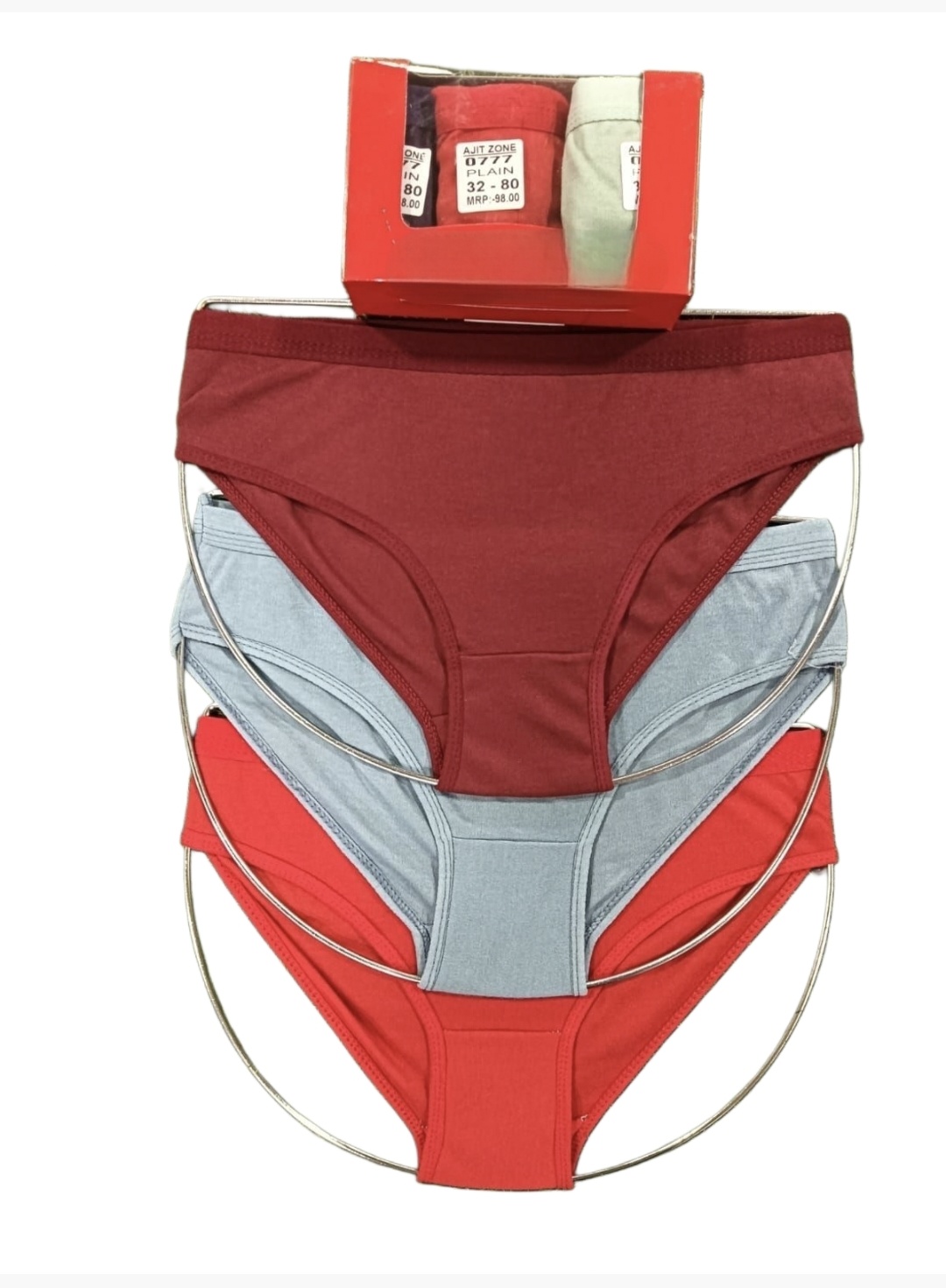 Women’s Cotton Plain Panty Pack of 03 | Mid Rise Hipster Brief | Multicolor Daily Use |