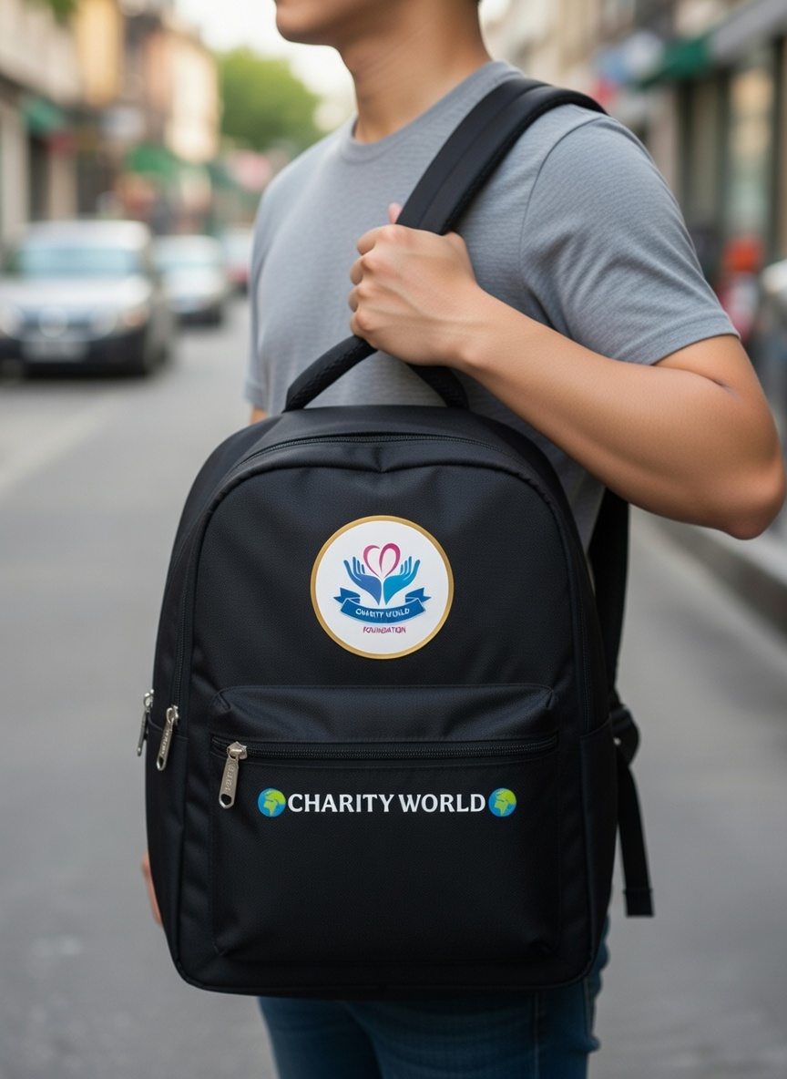 Charity World Premium Black Laptop Backpack | 3-Zip Waterproof School College Office Bag | 25L Capac